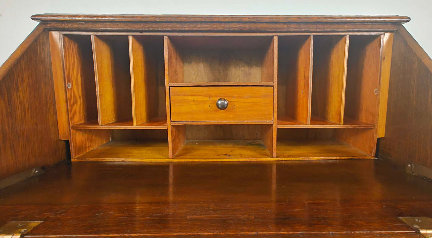 Vintage Oak Writing Bureau Mid 20th-Century Carved Storage Delivery Available