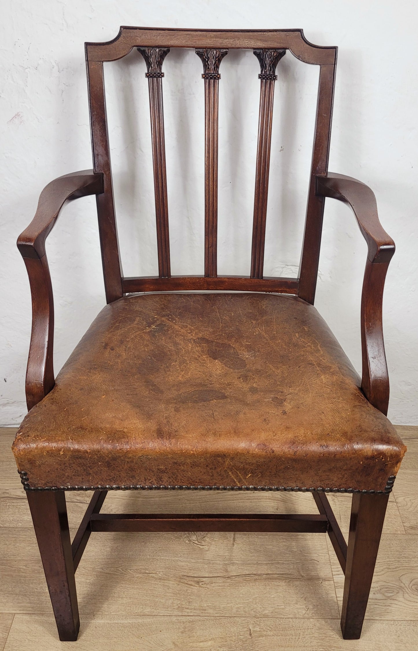 Victorian Armchair Carved Leather 19thC Mahogany English Delivery Available