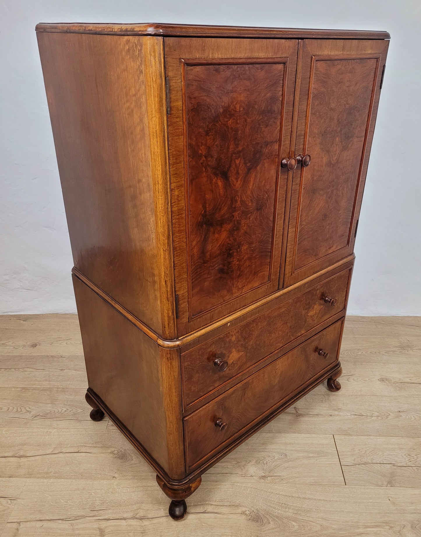 Walnut Tallboy Dresser Cabinet Linen Storage Vintage 1930s Delivery Available