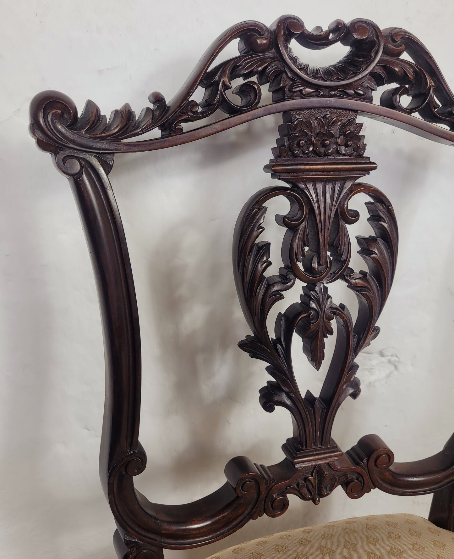 Victorian Nursing Chairs Carved Pierced Foliate Upholstery 19C Postage Available