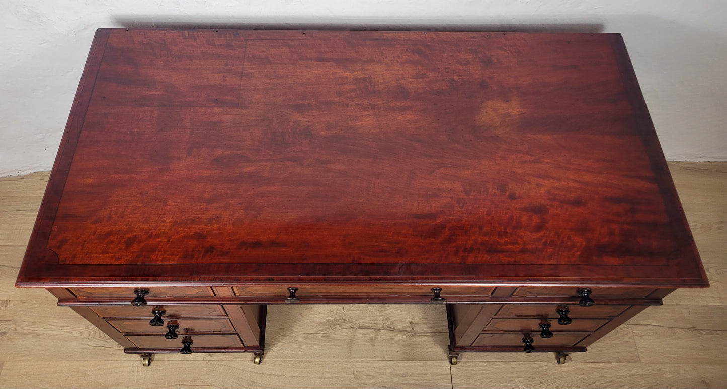 Maple & Co Writing Desk Victorian Knee Hole Castors 19thC Delivery Available