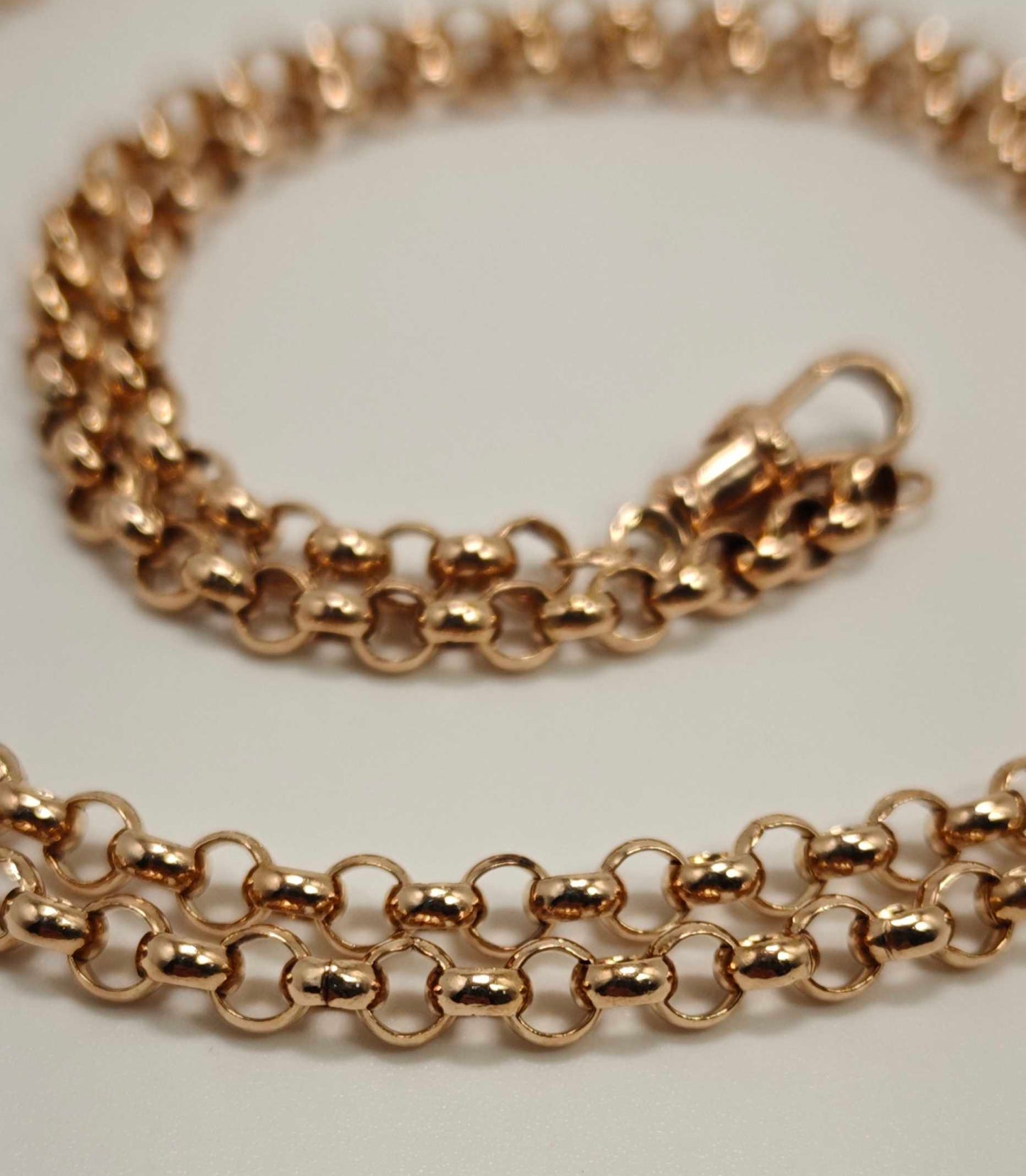 9ct Gold Belcher Necklace Chain 27.2g Albert Dog Clip 26.5" Vintage With Postage