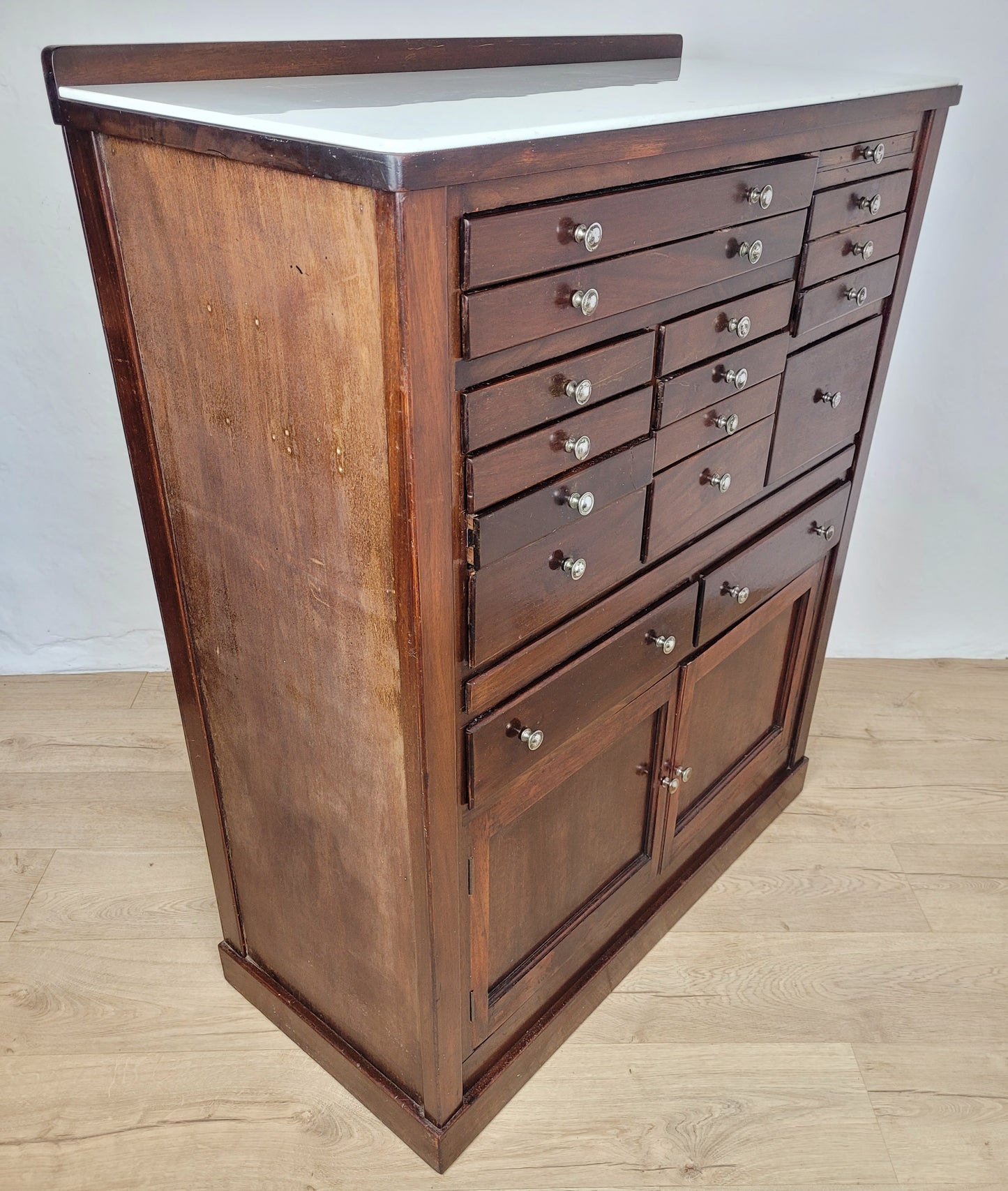 Dentist Collector Cabinet Vintage English Marble 17 Drawers Delivery Available