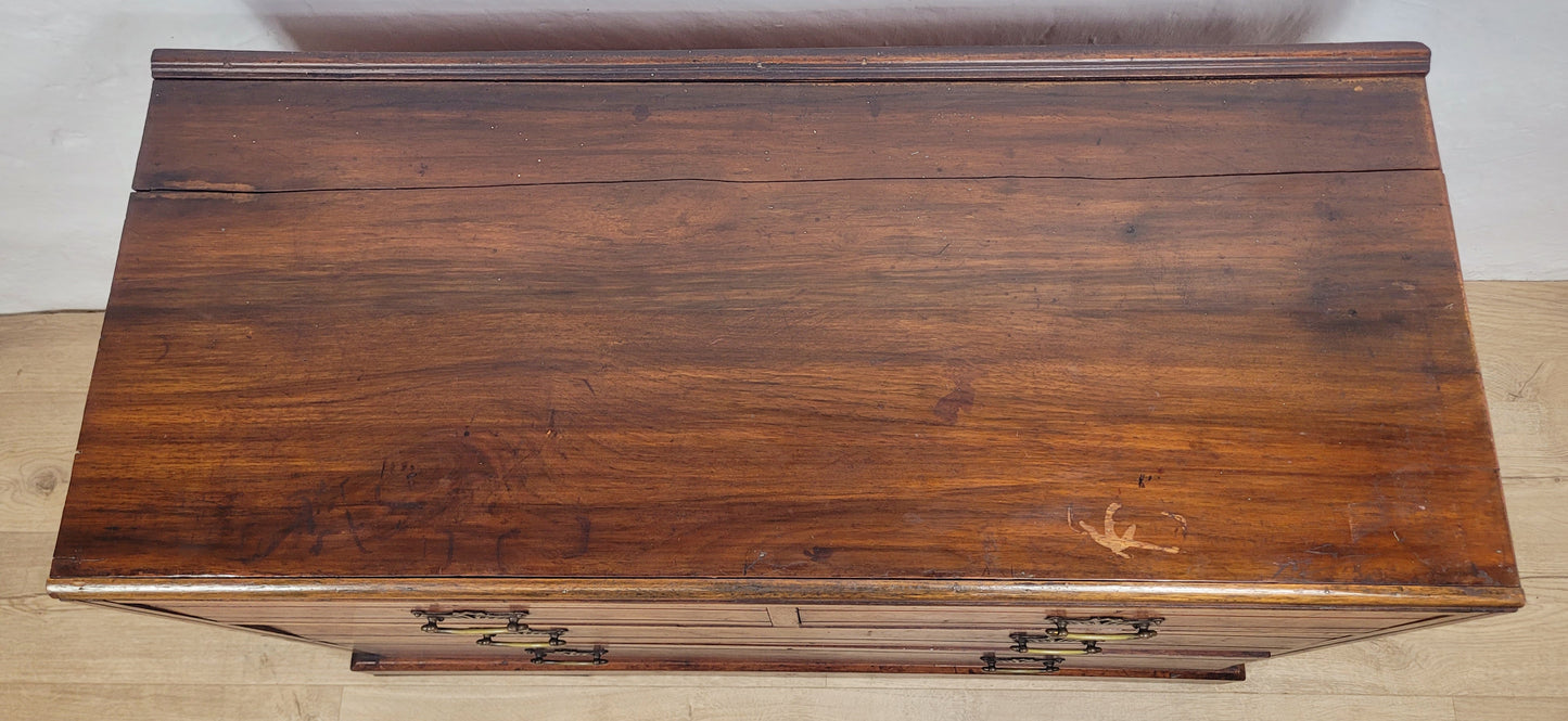 Edwardian Chest of Drawers 2 Over 3 Walnut 1910s Drop Handle Delivery Available