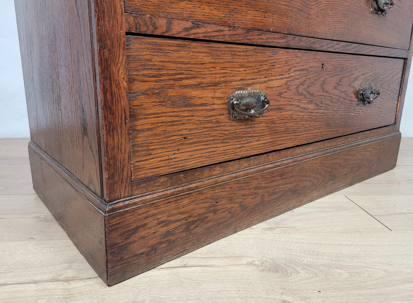 Edwardian Chest of Drawers 2 Over 3 Oak 1910s Drop Handle Delivery Available