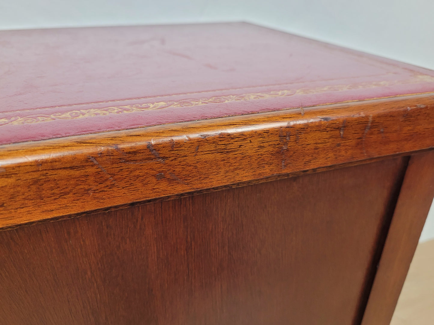 Vintage Bedside Table Leather Top Lid Mid 20th-century Postage Available
