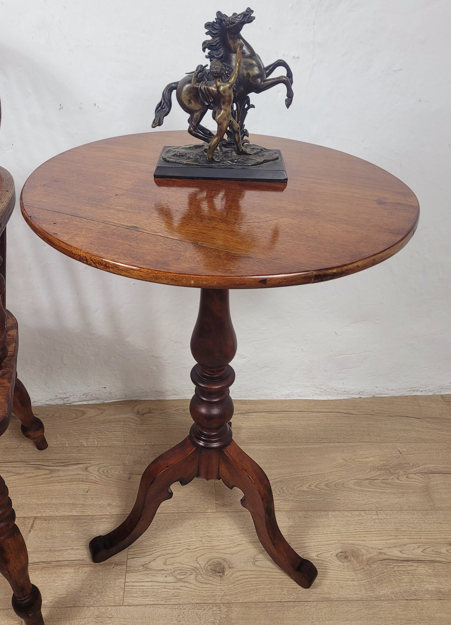 Victorian Tripod Side Table English Antique Mahogany Round Postage Available