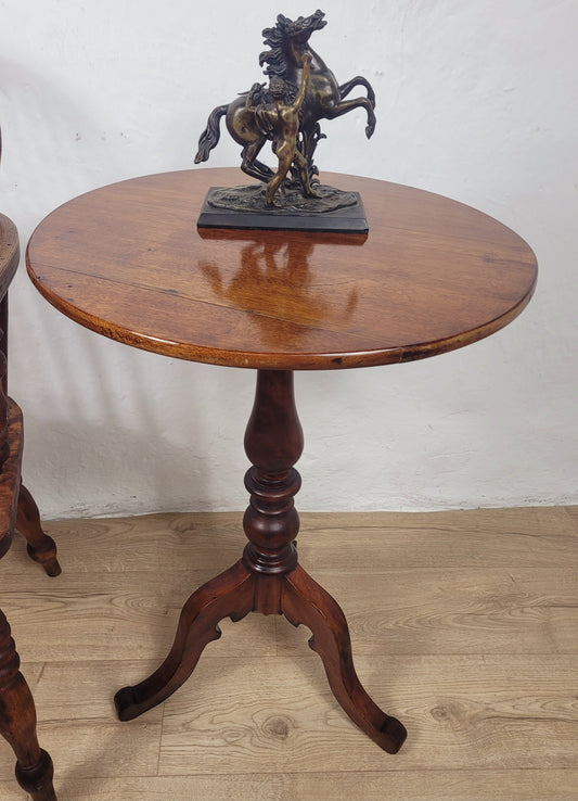 Victorian Tripod Side Table English Antique Mahogany Round Postage Available