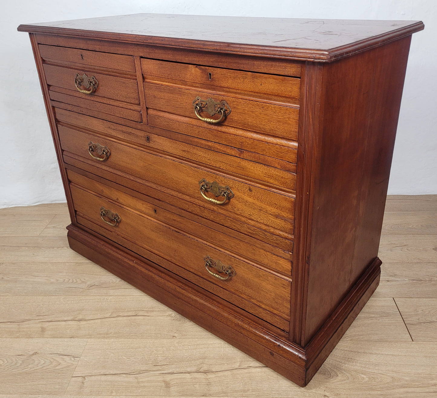 Edwardian Chest of Drawers Walnut 2 Over 3 1910s Drop Handles Delivery Available