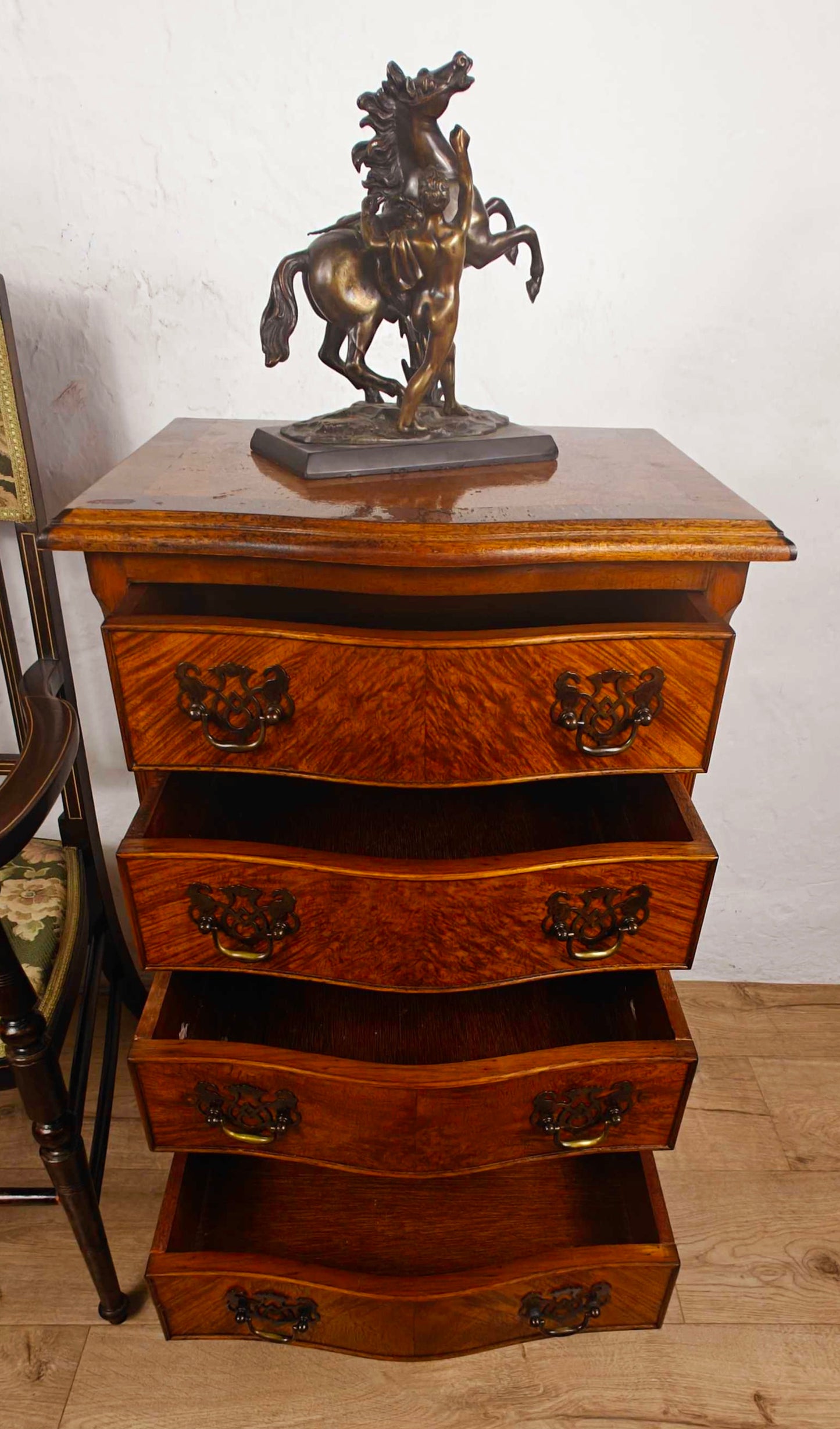 Walnut Chest of Drawers Cabriole Legs Shell Serpentine 1930s Postage Available
