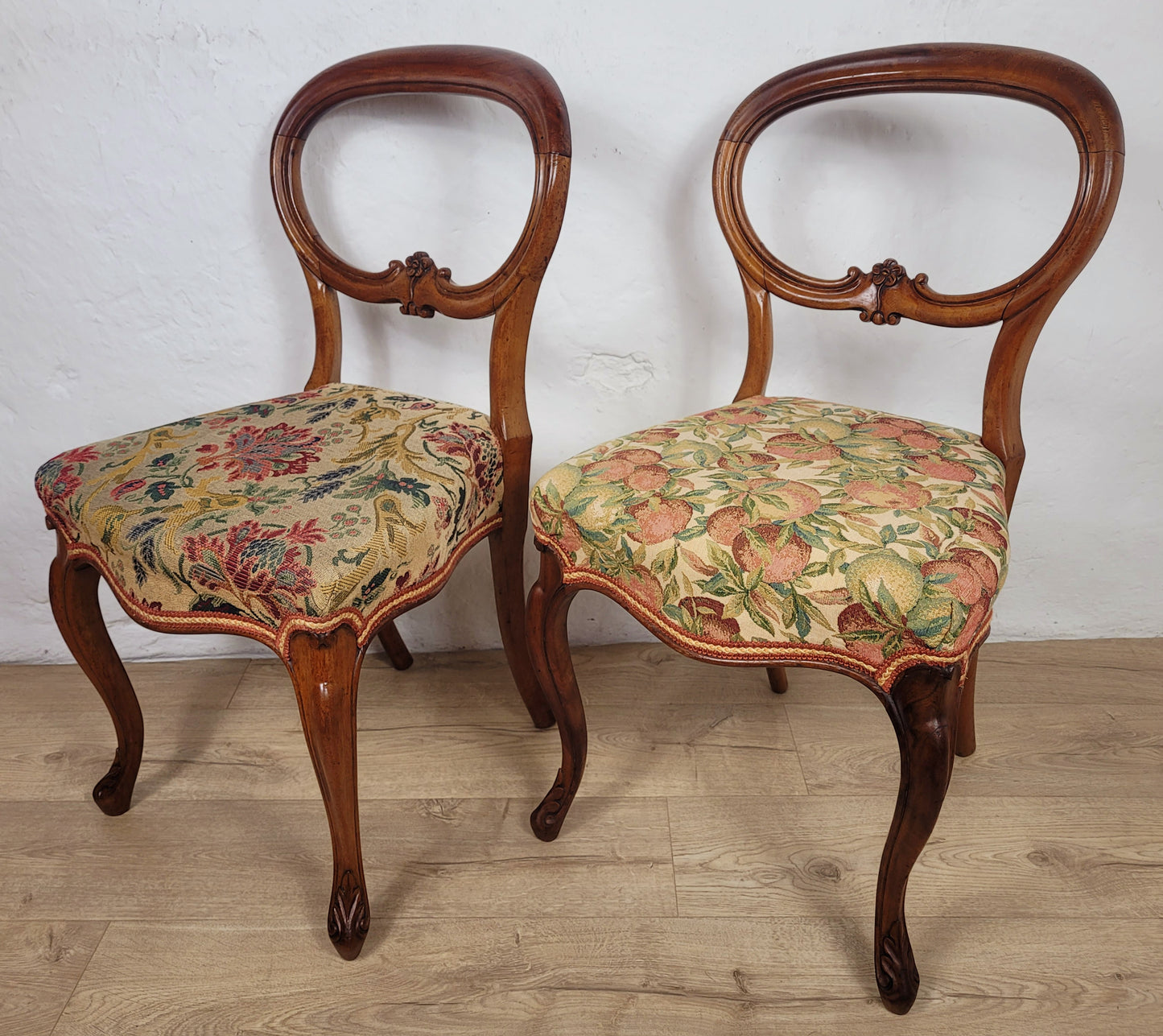 Victorian Balloon Back Chairs Antique Upholstered Cabriole Leg Postage Available
