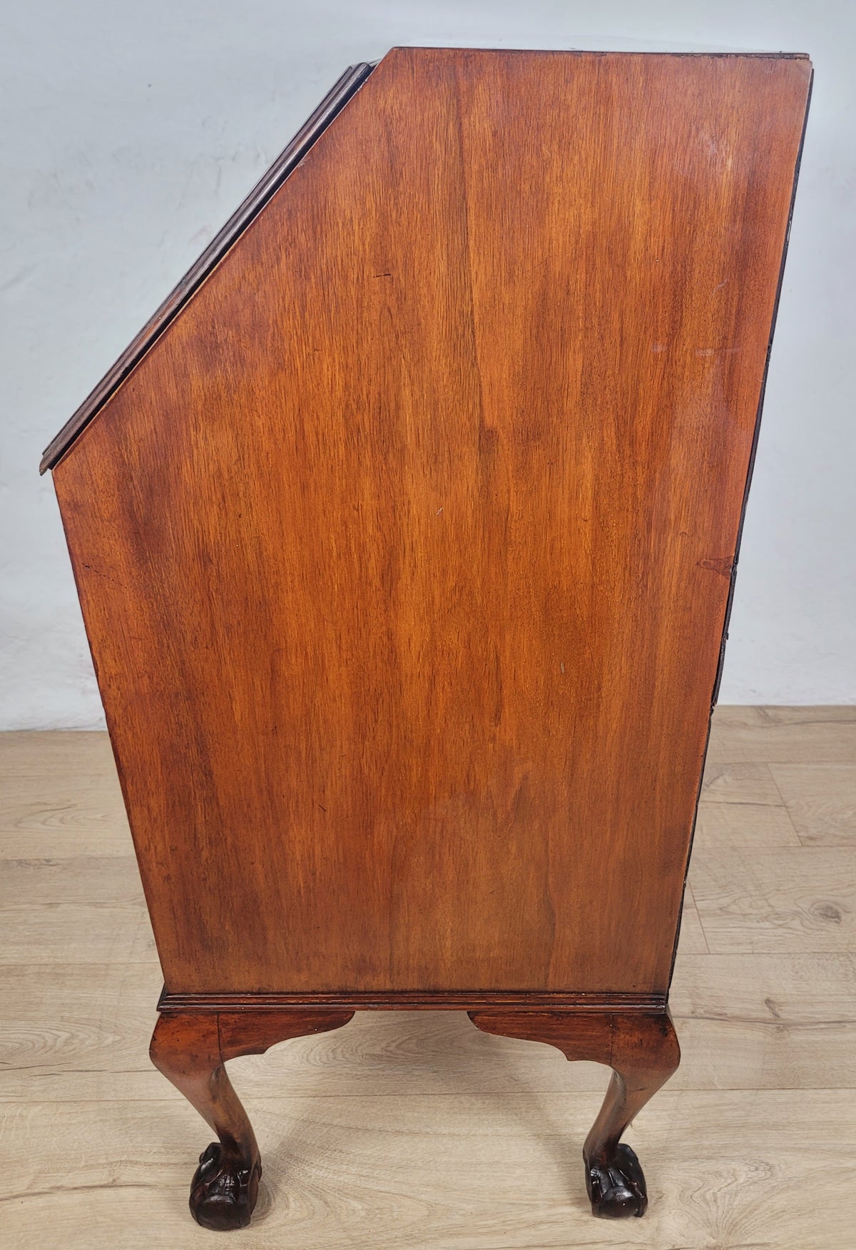 Vintage Writing Bureau Desk Teak Leather Mid 20th-C 1930s Delivery Available