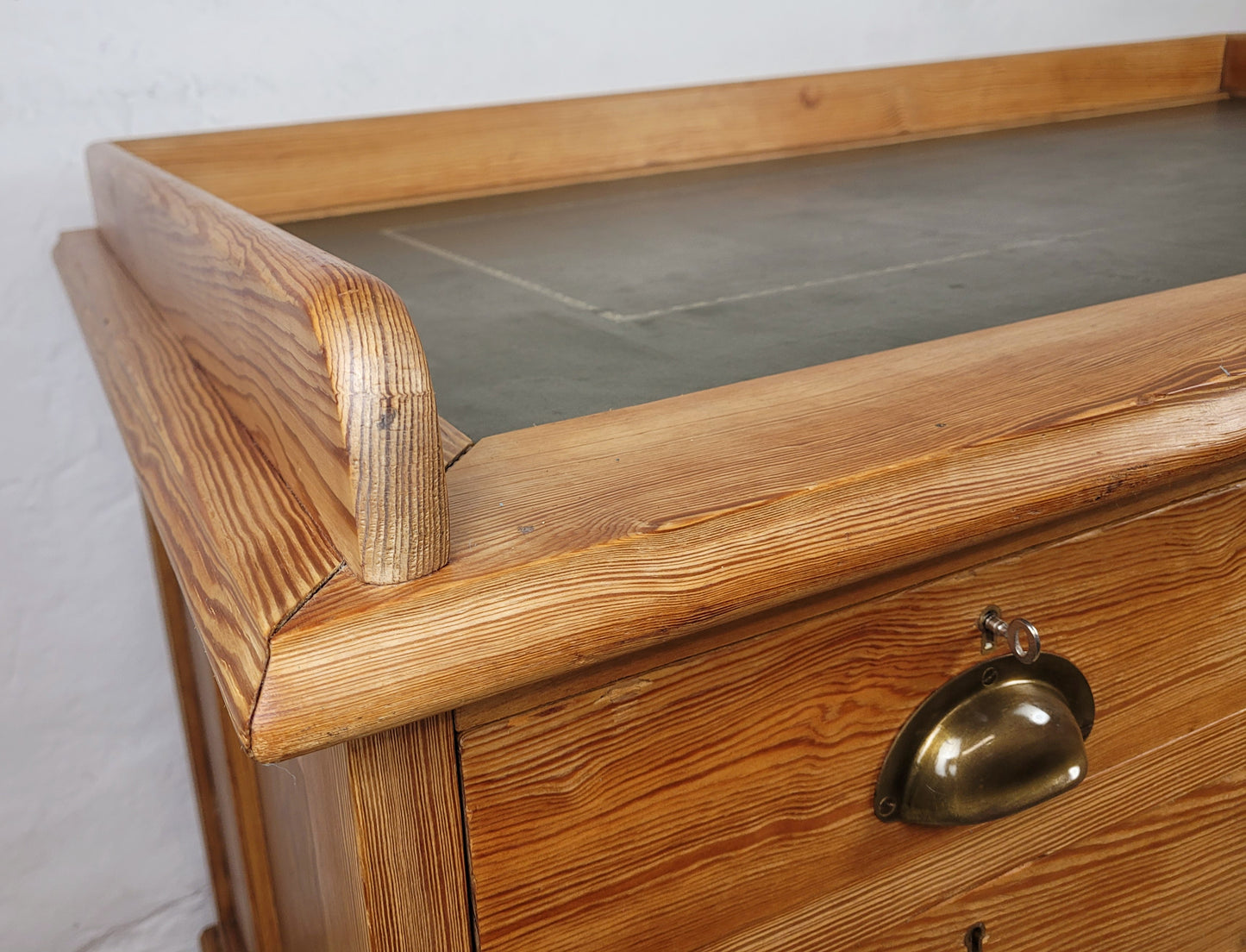 Pine Writing Desk & Chair Leather Top Country Rustic Antique Delivery Available