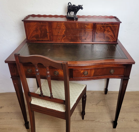Vintage Ladies Writing Desk Bow Front Sheraton Style 1950s Delivery Available