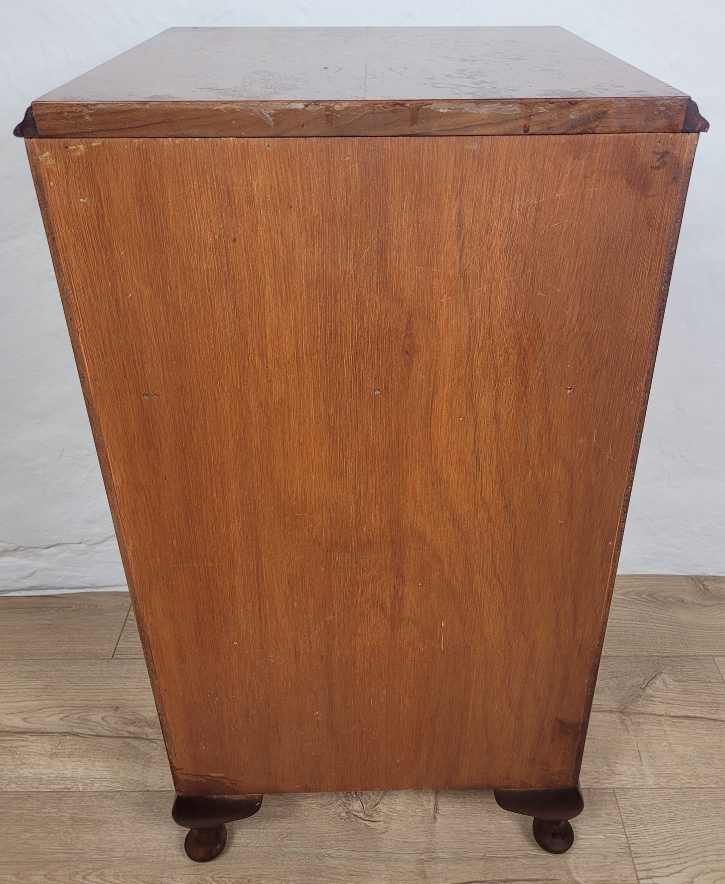 Vintage Bedside Cabinet Walnut Shell Carvings Mid 20th-Century Postage Available
