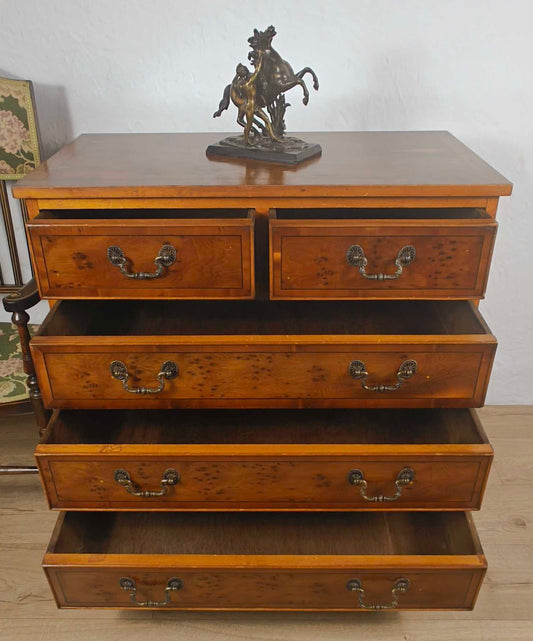 Vintage Chest Of Drawers Yew 2 Over 3 Drawers Storage Inlaid Delivery Available