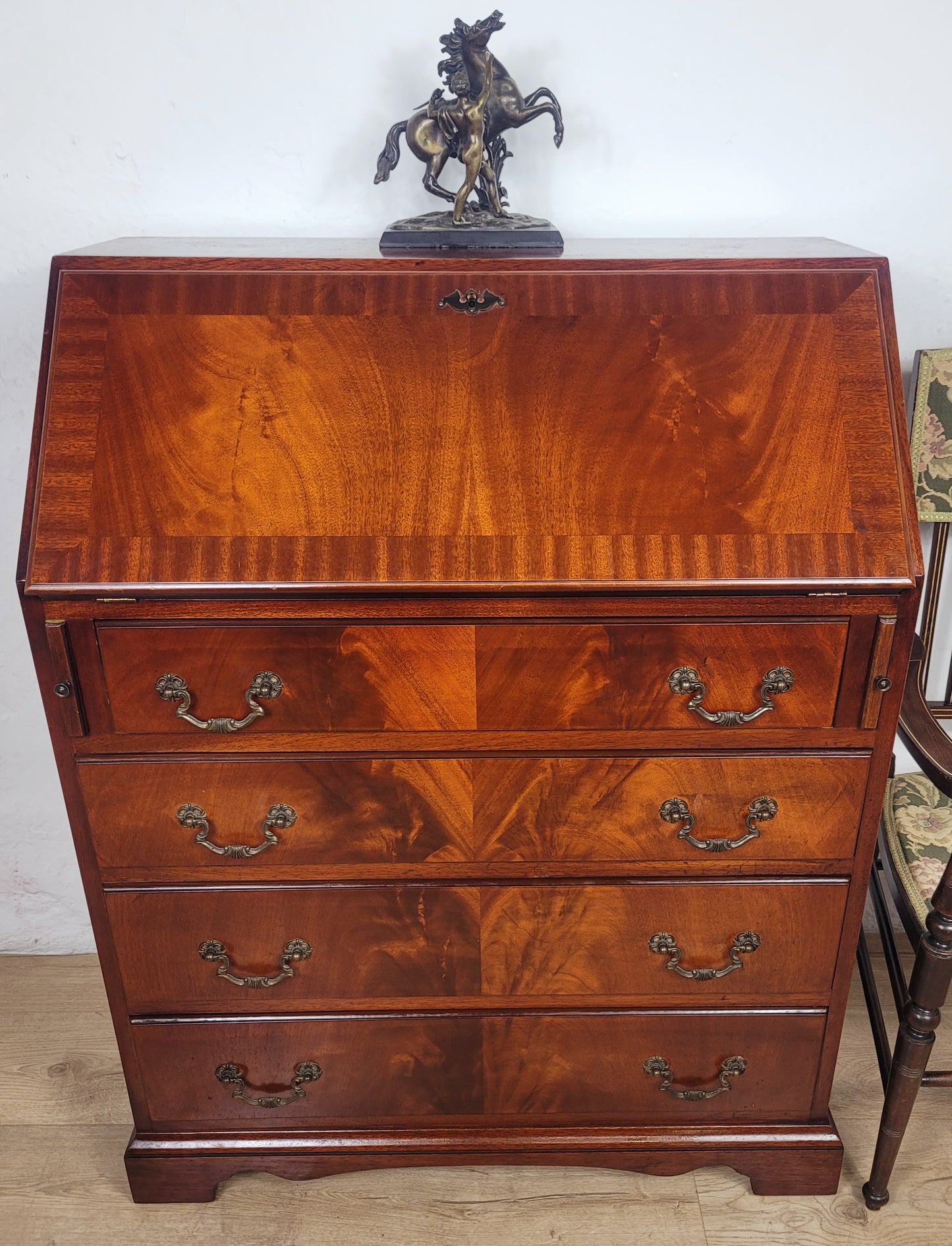 Vintage Writing Bureau Desk Lock & Key Mid Century Mahogany Delivery Available