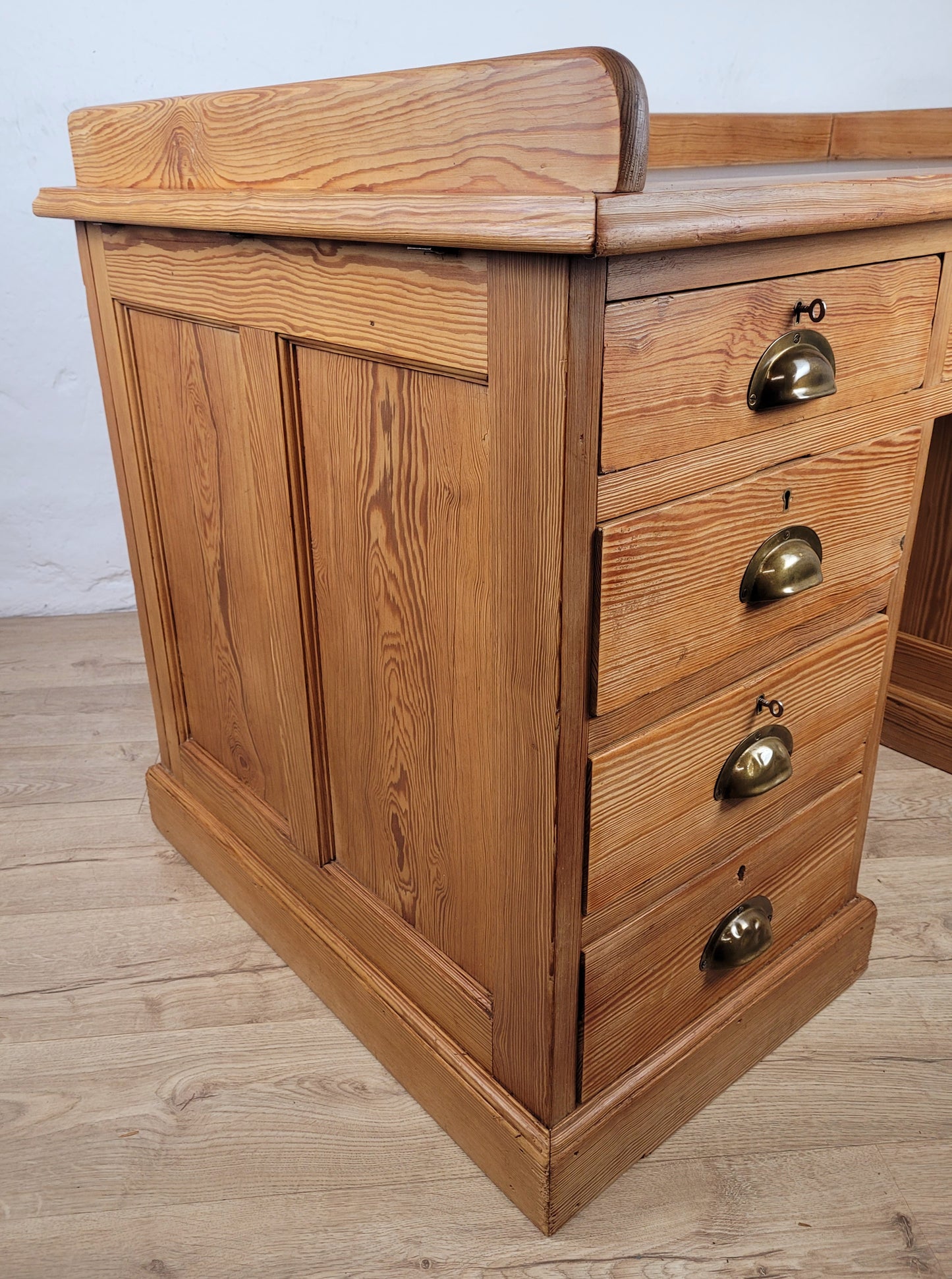 Pine Writing Desk & Chair Leather Top Country Rustic Antique Delivery Available