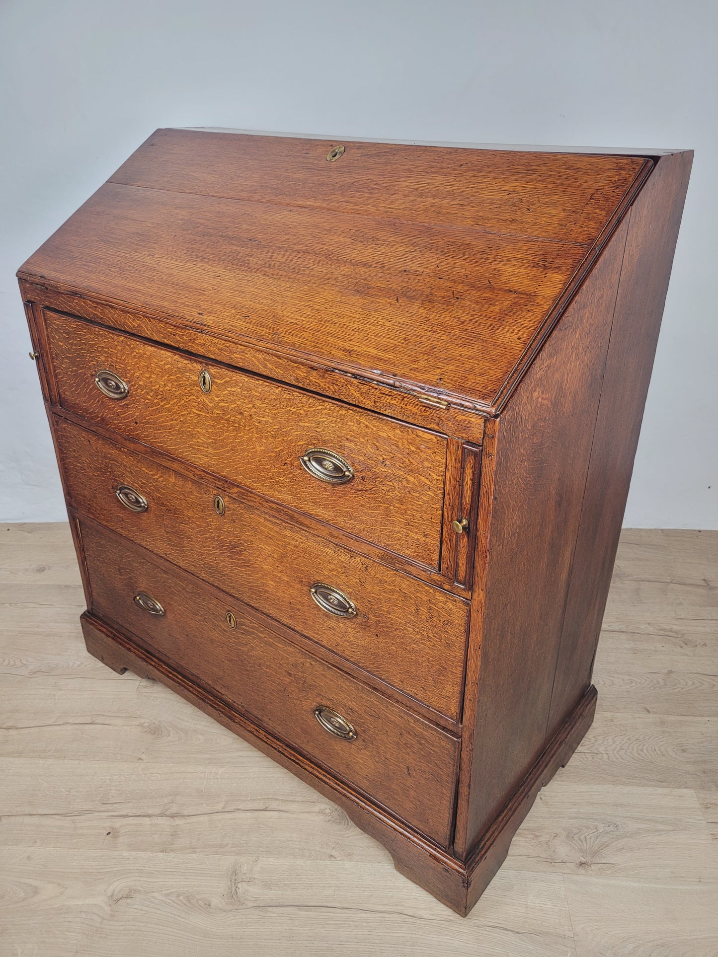 Georgian Writing Bureau Desk 18thC Oak Drop Handles Antique Delivery Available