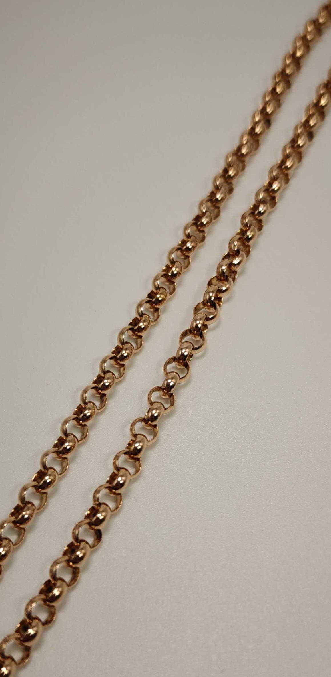 9ct Gold Belcher Necklace Chain 27.2g Albert Dog Clip 26.5" Vintage With Postage