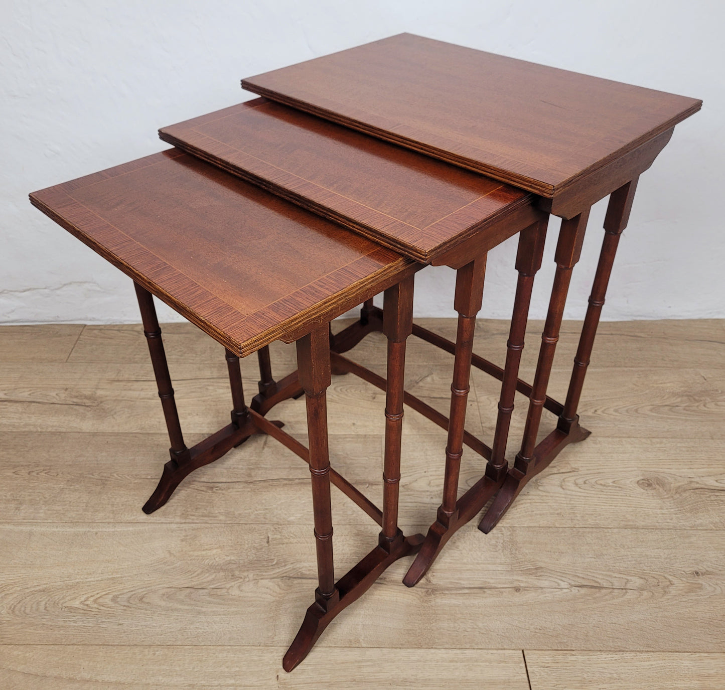 Victorian 3 Nesting Tables Rectangular Mahogany Antique 1900s Postage Available