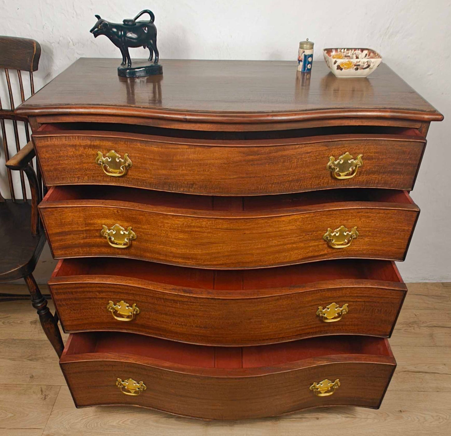 Serpentine Chest of Drawers 4 Georgian 18thC Mahogany English Delivery Available