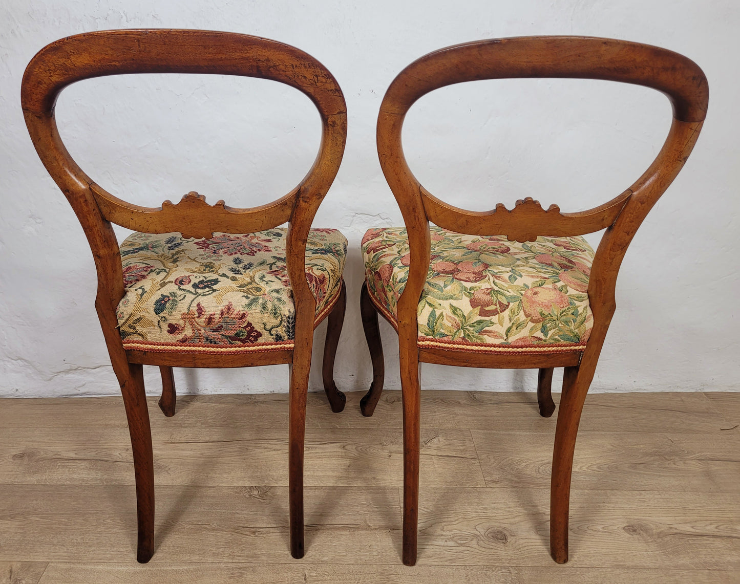 Victorian Balloon Back Chairs Antique Upholstered Cabriole Leg Postage Available