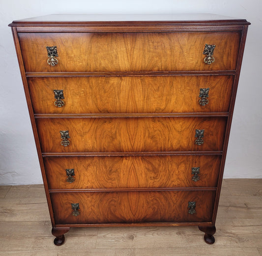 Chest of Drawers 5 Vintage 1950s Mahogany Antique style Delivery Available