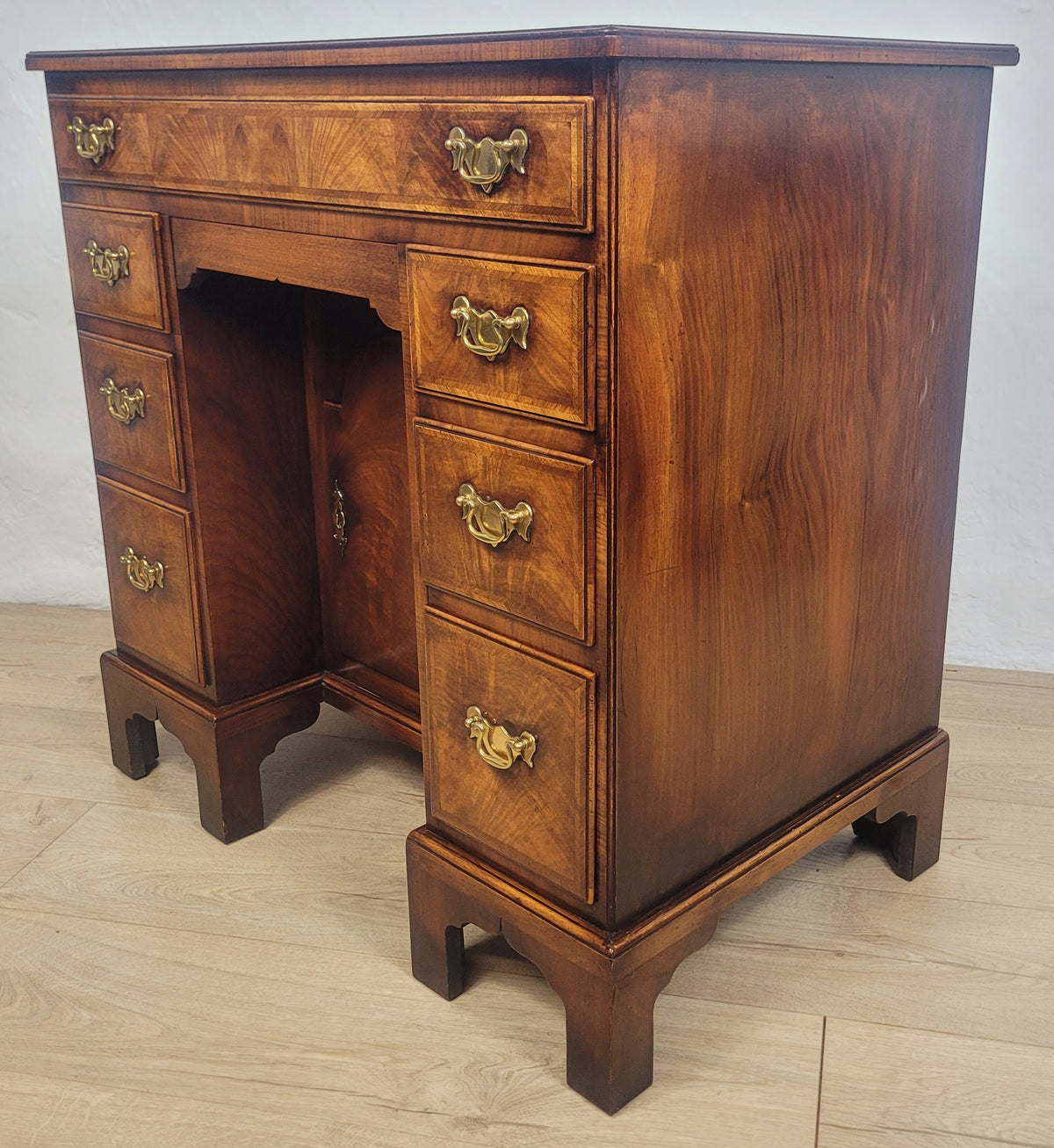 Knee Hole Writing Desk Walnut Key & Lock 18th-Century Style Delivery Available