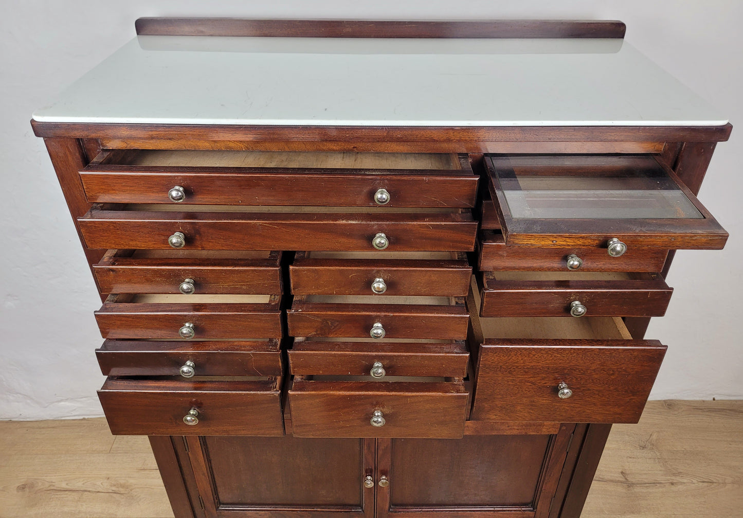 Dentist Collector Cabinet Vintage English Marble 17 Drawers Delivery Available