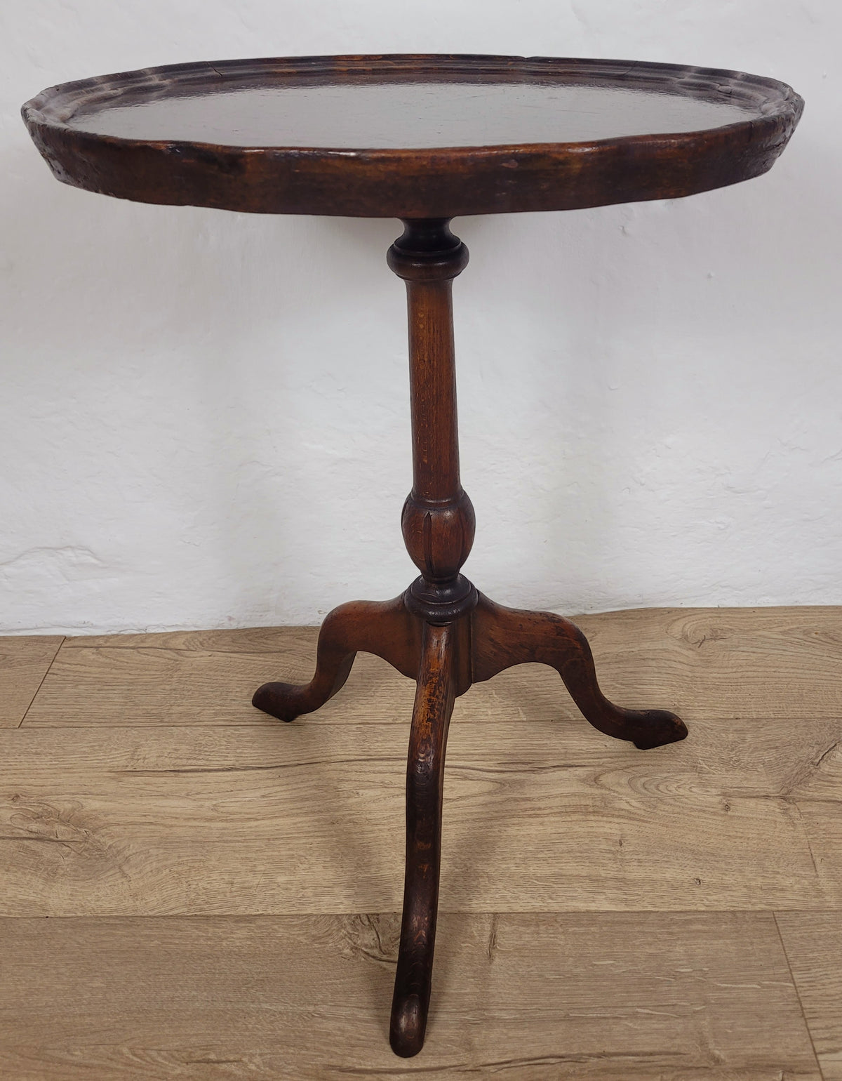 Victorian Wine Tripod Table Walnut Piecrust Scalloped Edge Postage Available