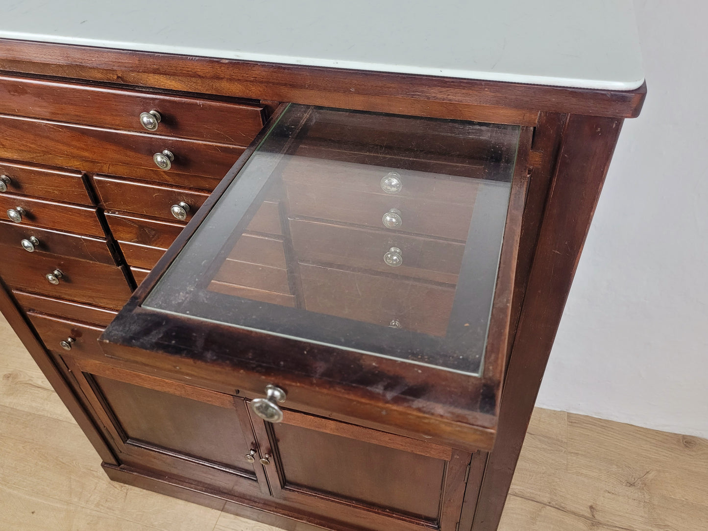 Dentist Collector Cabinet Vintage English Marble 17 Drawers Delivery Available