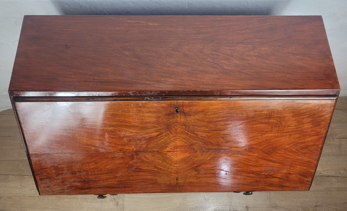 Vintage Writing Bureau Desk Teak Leather Mid 20th-C 1930s Delivery Available