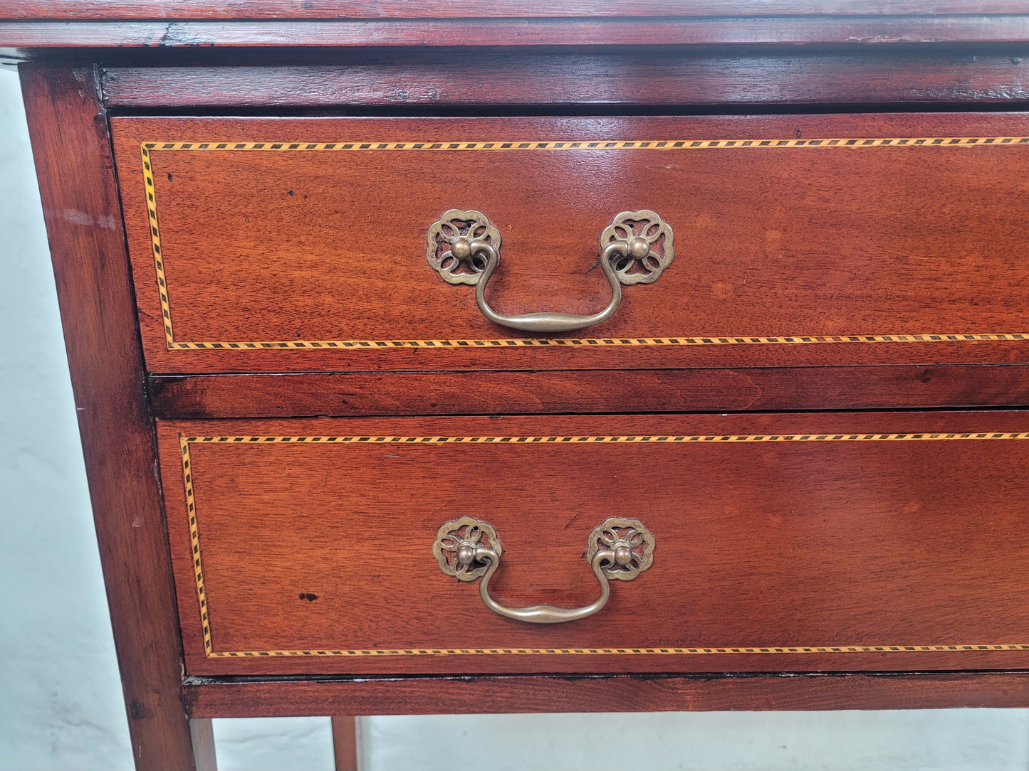 Vintage Two Drawer Chest Side Table Edwardian Style Inlaid Delivery Available