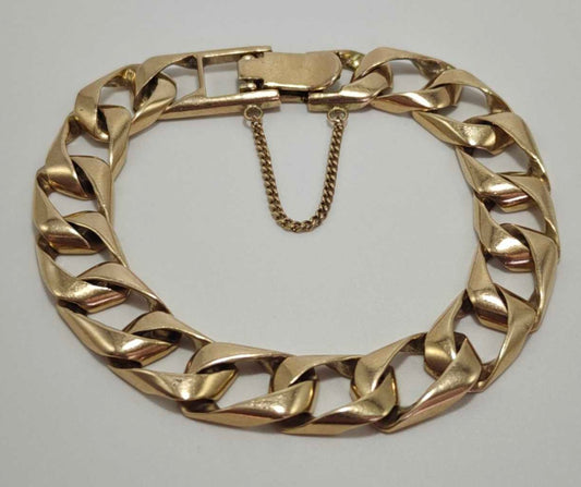 Heavy Solid 9ct Gold Curb Bracelet 8 Inches Hallmarked 375 - Postage Available