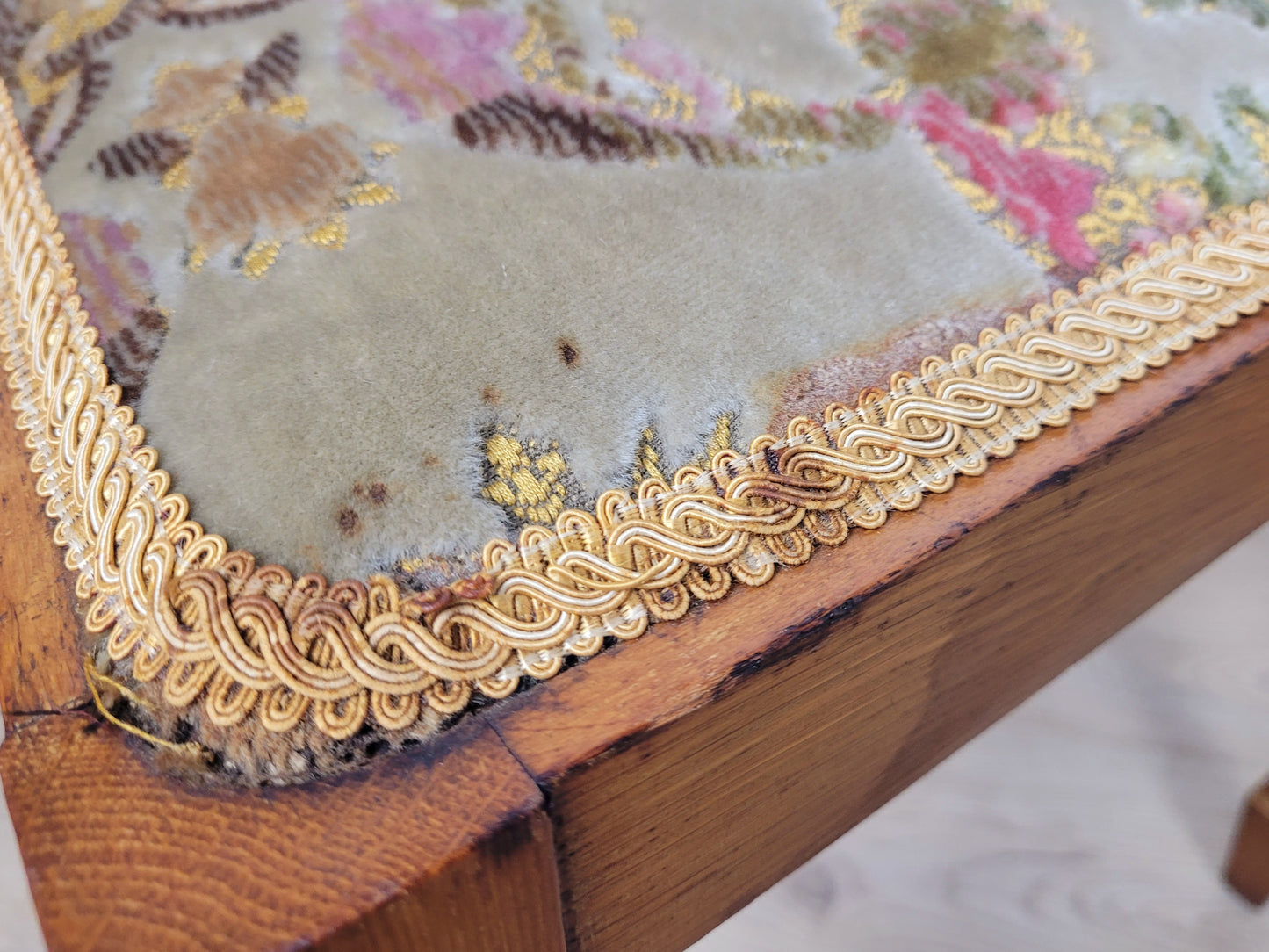 Edwardian Bedroom Chairs Pair 1910s Oak Inlaid Floral Postage Available