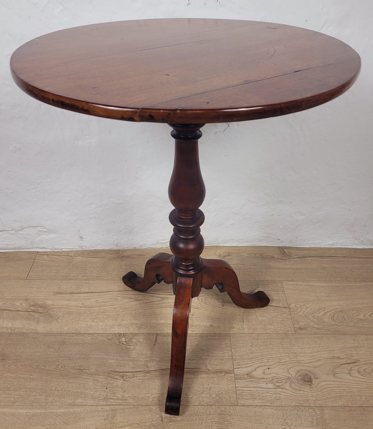 Victorian Tripod Side Table English Antique Mahogany Round Postage Available