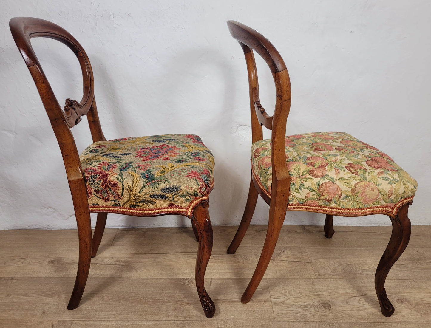 Victorian Balloon Back Chairs Antique Upholstered Cabriole Leg Postage Available
