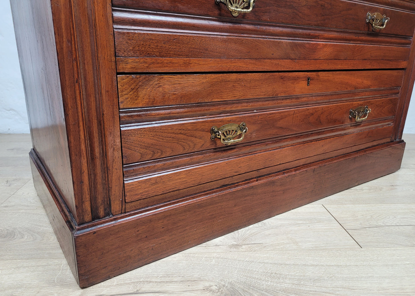 Edwardian Chest of Drawers Walnut 2 Over 3 1910s Drop Handles Delivery Available