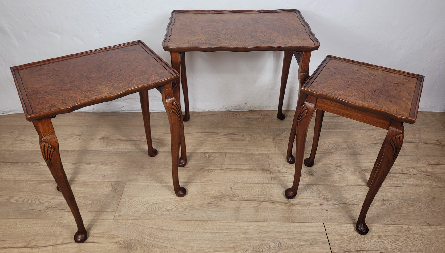 Victorian Nest Of Tables Walnut Shell Knee Carved 19thC Postage Available