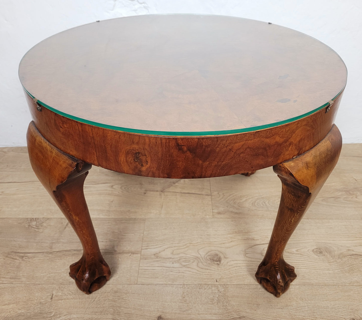 Walnut Circular Coffee Table Claw and Ball Vintage 1940s Postage Available