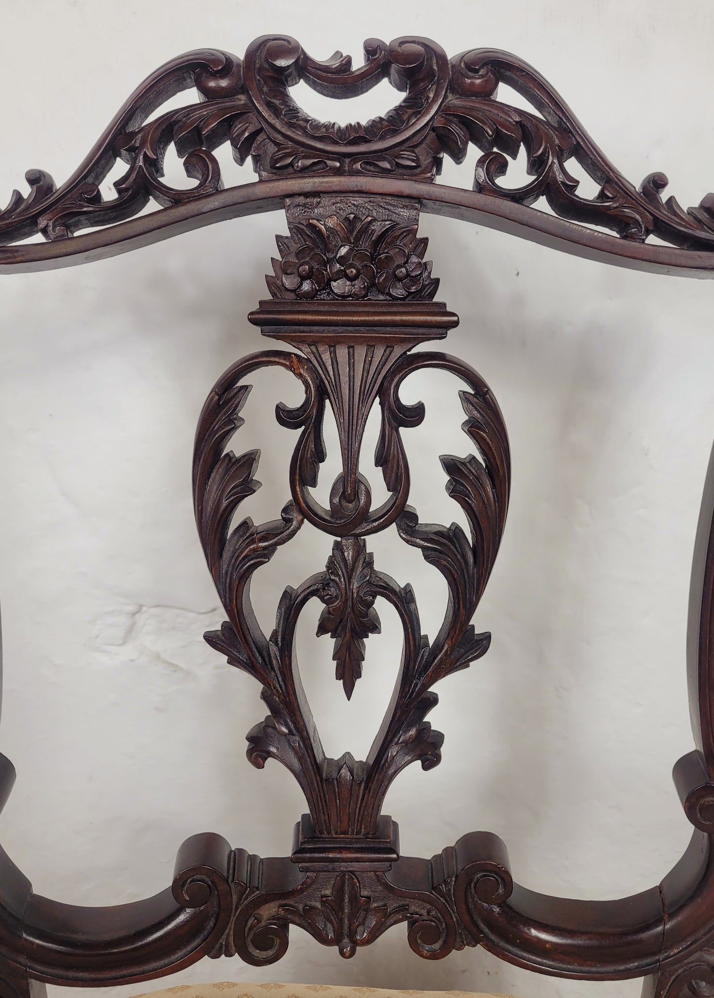 Victorian Nursing Chairs Carved Pierced Foliate Upholstery 19C Postage Available