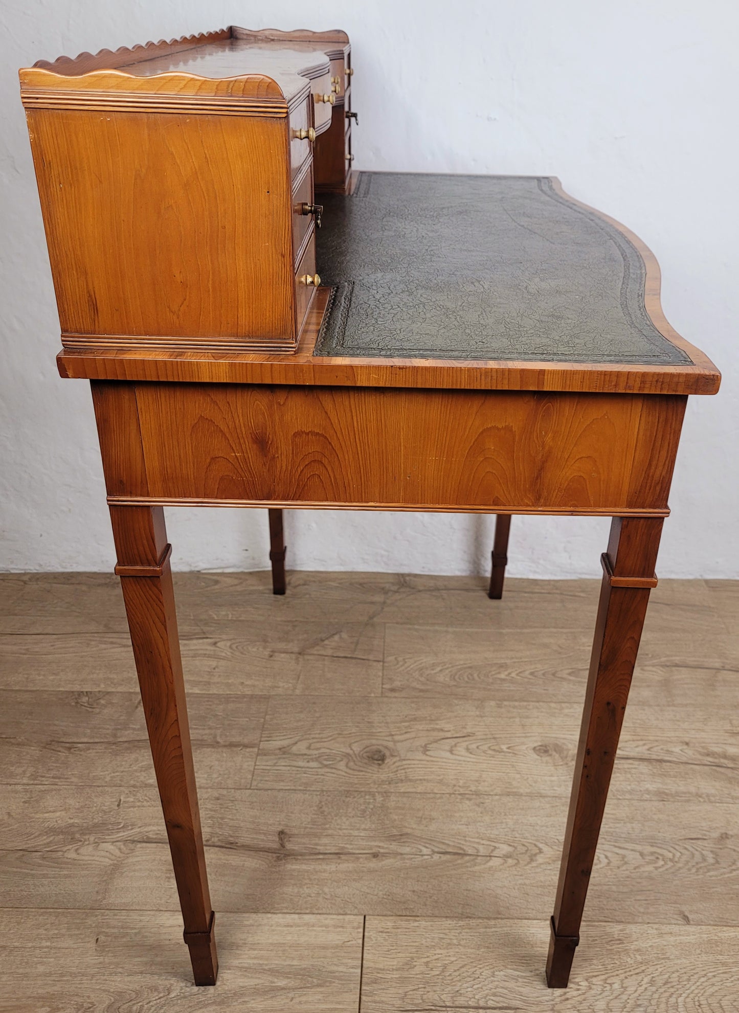 Vintage Ladies Writing Desk Yew Porcelain Drawers 1950s Delivery Available