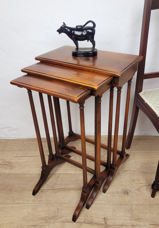 Nest Of Three Tables Victorian Mahogany Antique Postage Available