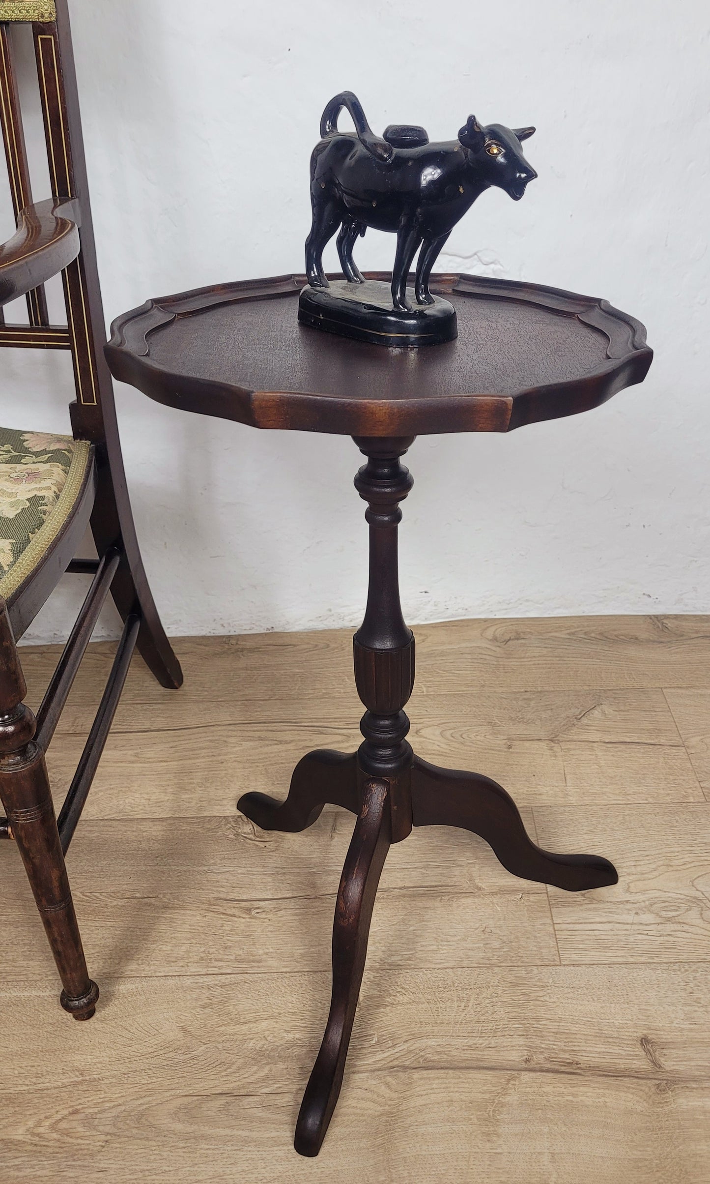 Vintage Wine Table Piecrust Scalloped Edge English 20thC 1950 Postage Available