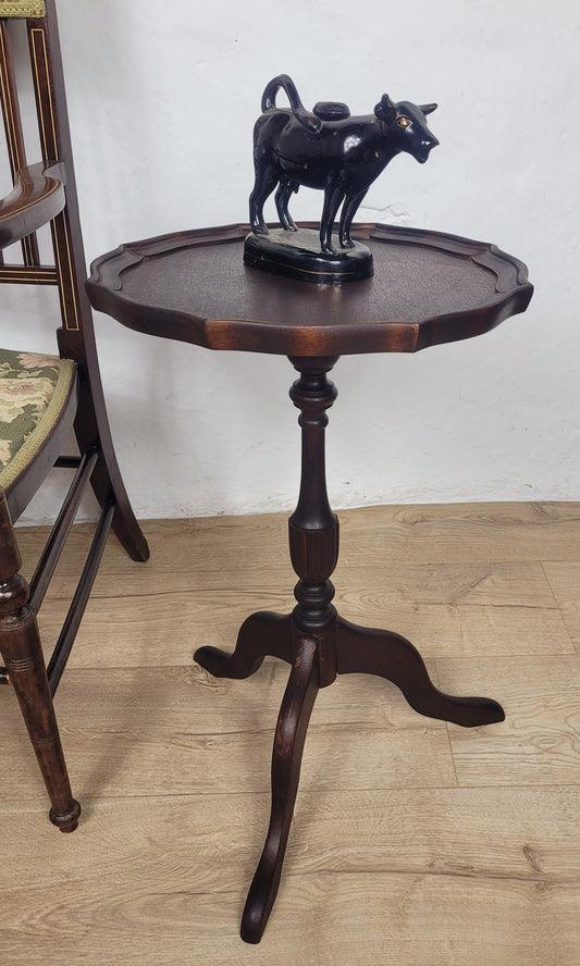 Vintage Wine Table Piecrust Scalloped Edge English 20thC 1950 Postage Available