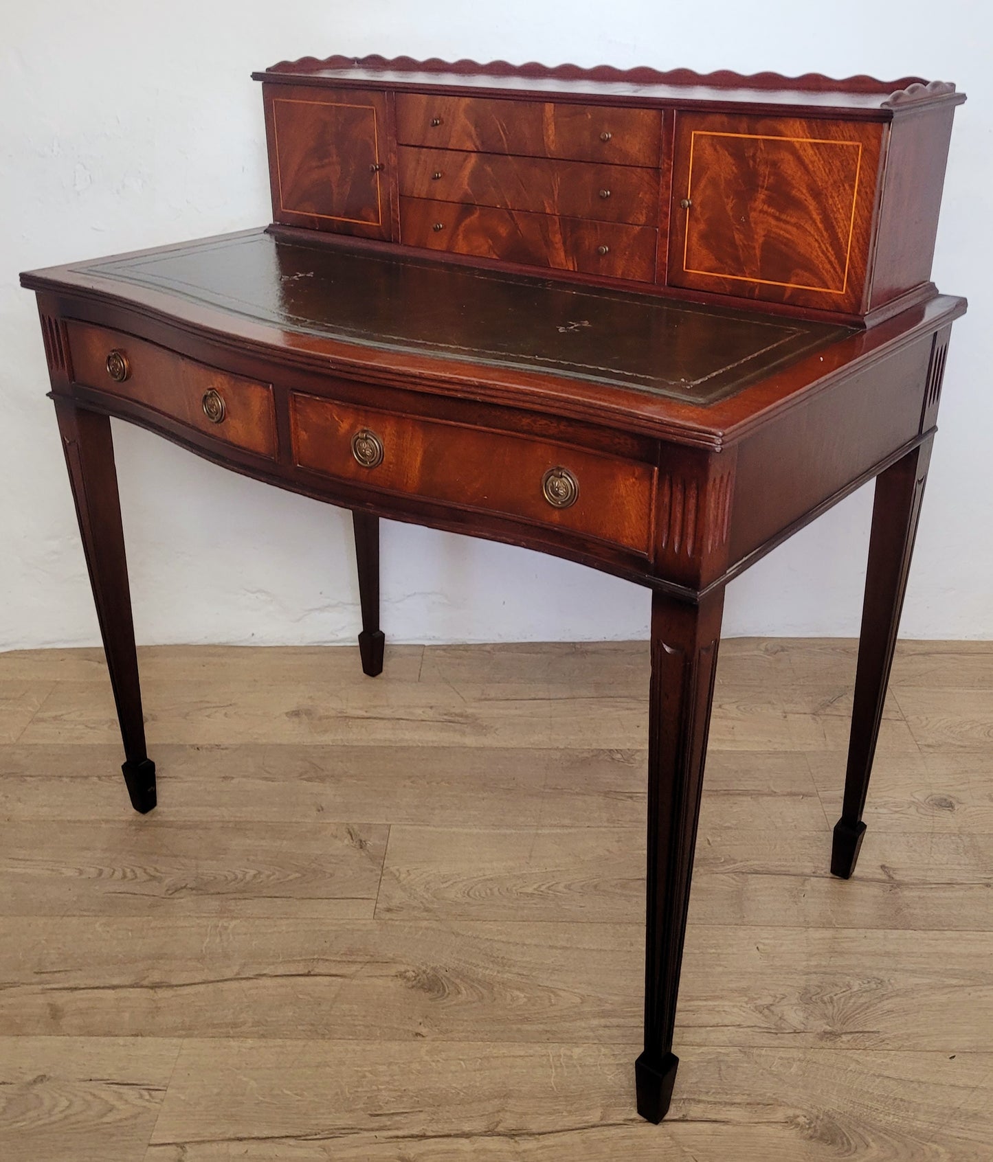 Vintage Ladies Writing Desk Bow Front Sheraton Style 1950s Delivery Available