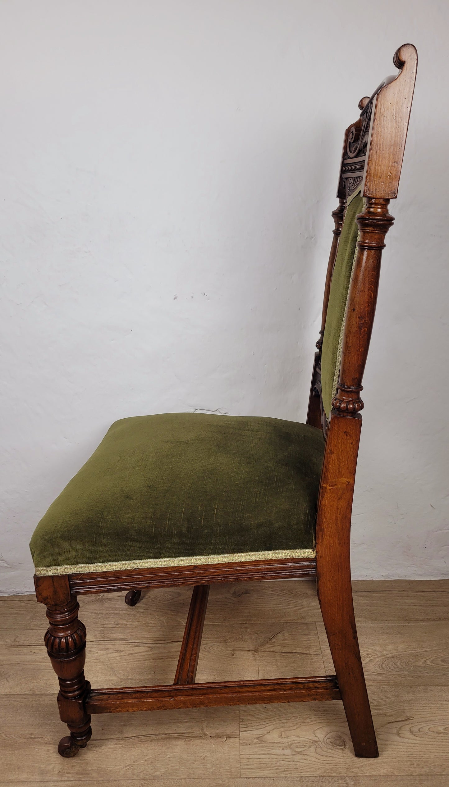 Victorian Hall Chair Oak Upholstered Foliate Carvings Castors Delivery Available
