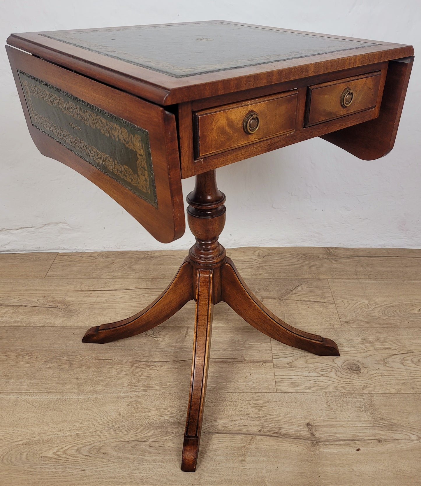 Bevan Funnell Side Table Drop Leaf Leather 1950s Reproduction Postage Available