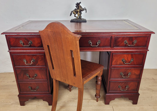 Vintage Pedestal Writing Desk Leather Top Mid 20thC Mahogany Delivery Available